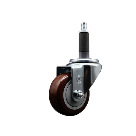 Service Caster 3'' SS Maroon Poly Wheel Swivel 1'' Expanding Stem Caster SCC-SSEX20S314-PPUB-MRN-1